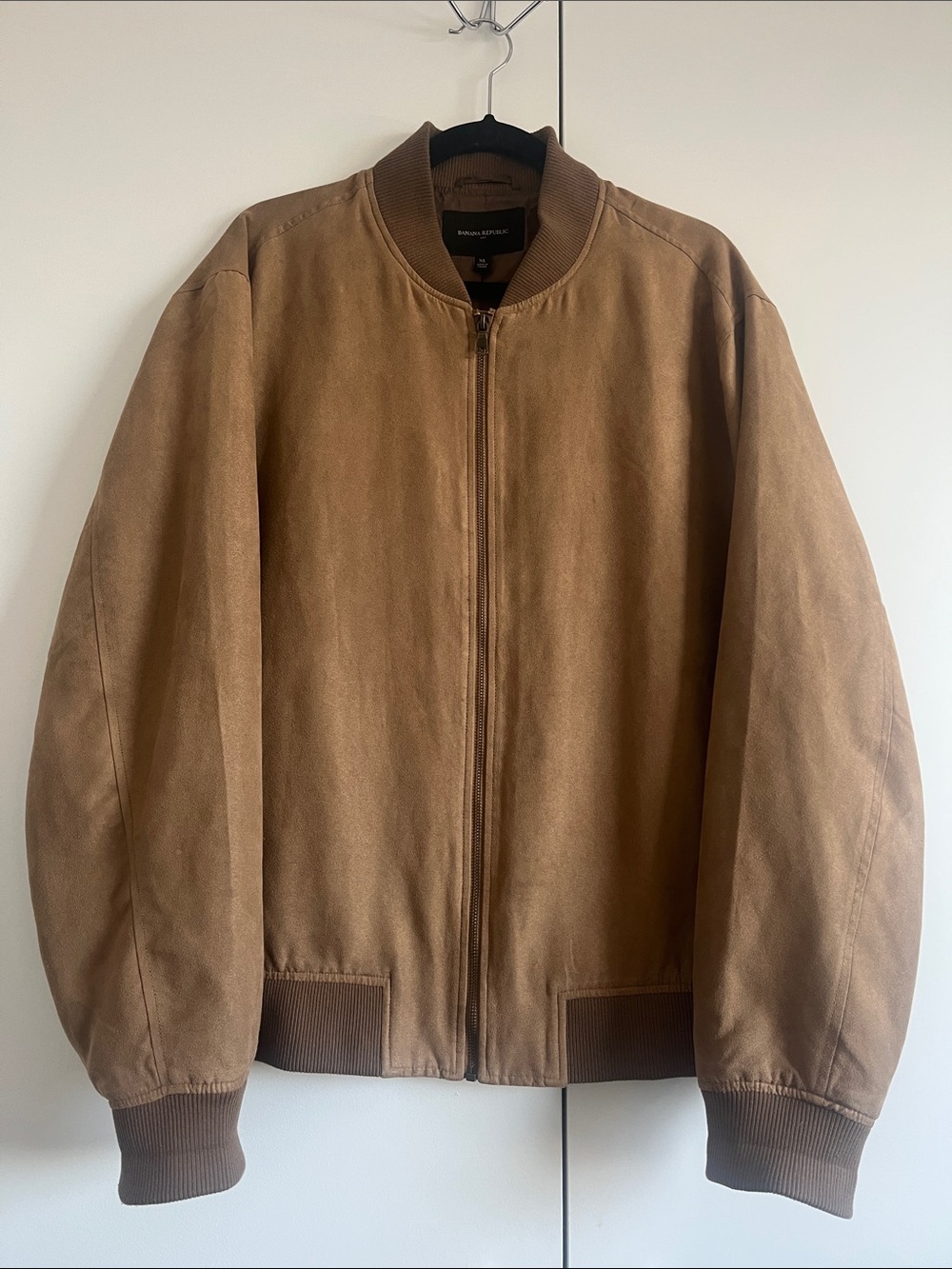 Banana Republic Zip-Up Brown Vegan Suede Leather Bomber Jacket